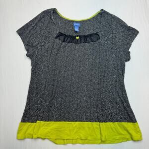 Simply Vera Wang Women's Short Sleeve Nightshirt Gray Leopard Print Rayon Top XL